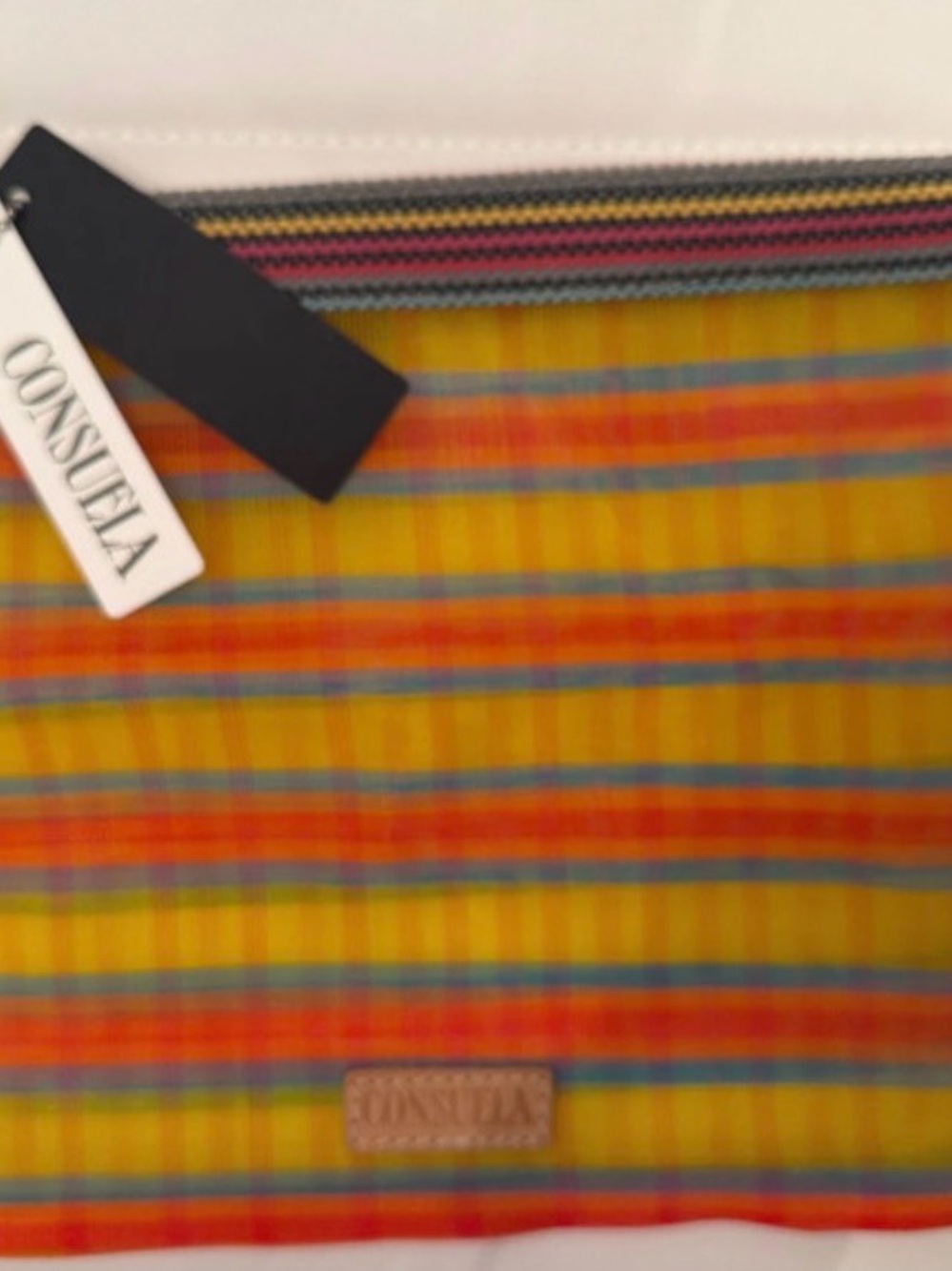 Consuela Yellow Orange Plaid Zip Pouch